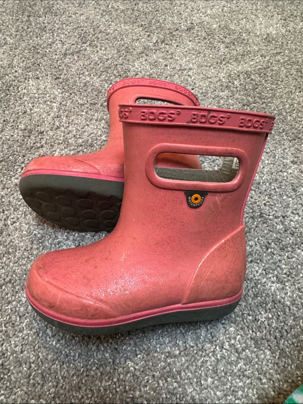 Bogs Kids Coral Pink Waterproof Pull-On Rain Boots